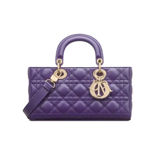 DIOR LADY D Joy Lambskin Сумка Lady Dior Сумка через плечо Сумка среднего размера Женская Темно-фиолетовая