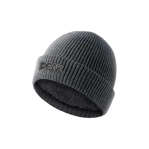 PEAK Акрил Полиэстер Шапки-бини Утолщенные и с флисовой подкладкой термические устойчивые к холоду унисекс серый