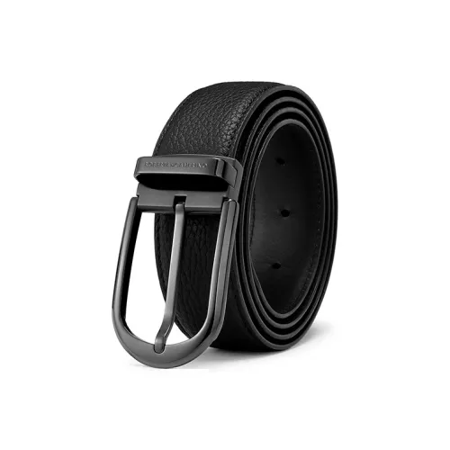 Roberta Di Camerino Ремни из крупнозернистой текстуры коровьей кожи мужской черный ширина 3,4 см