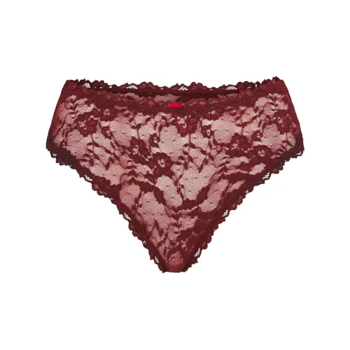 SKIMS FW24 Эластичный Кружево Brief Трусы Женские 1 Пачка OXBLOOD Бычья кровь