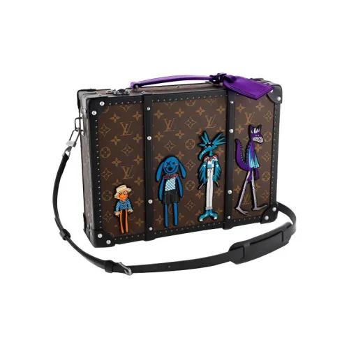 LOUIS VUITTON Основная часть Воловья кожа Пэчворк Цвет холст Маленькая квадратная сумка Сумка через плечо Сумка Обычный Мужской Коричневый