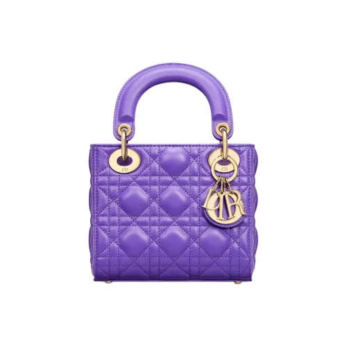 DIOR Lady Dior Плетеный узор Овечья шкура Сумка Lady Dior Сумка через плечо Сумка Мини Женская Темно-фиолетовый