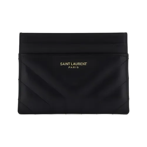 SAINT LAURENT Joan Коровья кожа Держатель для карт кошелек Женские Черный