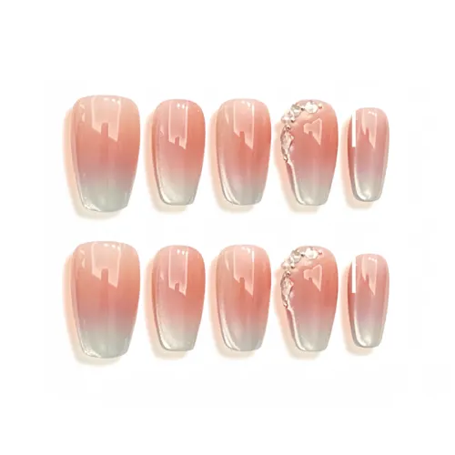 COLLEEN Gradient Brightening Гора Туманный дождь False Nail Короткий LADDER Розовый Градиентный Coquette 20mm 10 шт