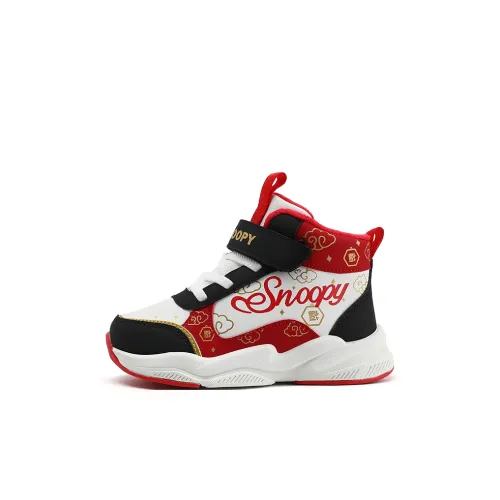 SNOOPY Slip-resistant Thermal High-Top Детские беговые кроссовки Белый Черный для детей 3-7 лет