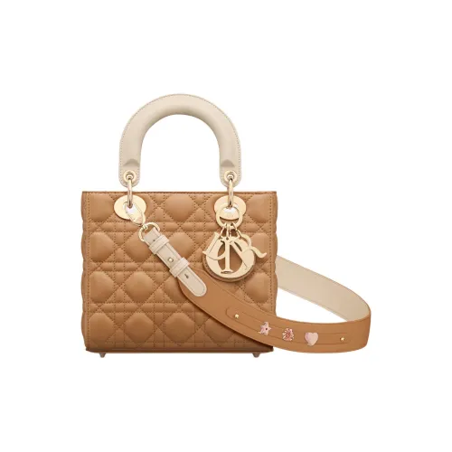 DIOR Lady Dior My ABCDior Lambskin Сумка Lady Dior Сумка через плечо Сумка Маленькая Женская Коричневая Серая Айвори