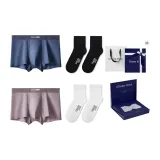 5A Антибактериальный [Розовая кожа + Королевский синий] + Носки, 2 упаковки, подарочная коробка, комплект