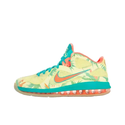 Nike Lebron 9 Slip-resistant Abrasion-resistant MID Баскетбольные кроссовки Unisex Желтый Зеленый