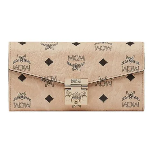 MCM Patricia Visetos Покрытый холст Конверт Сумка Ручная Сумка Сумка через плечо Большая Женская Золото Шампанское