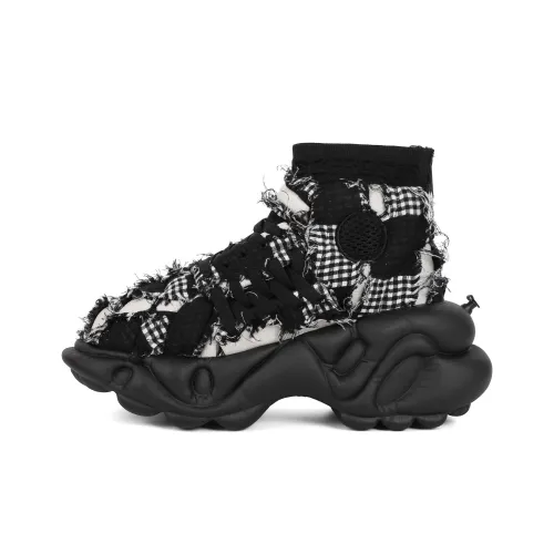 ZERO COSMOS массивные кроссовки High Top Черный цветочный клетчатый Унисекс