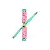 Розовый и зеленый ремешок из скрученного шнура.