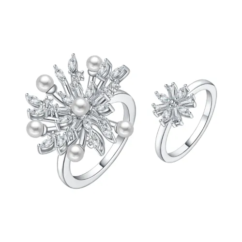 BABYBEI Кольца из серебра 925 с покрытием из 18К белым золотом женские