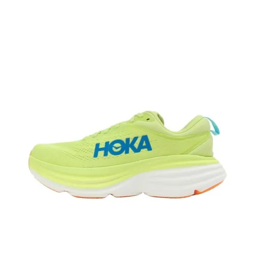 HOKA ONE ONE Bondi 8 Slip-resistant Abrasion-resistant Low-top Беговые кроссовки Мужские Зеленый Желтый