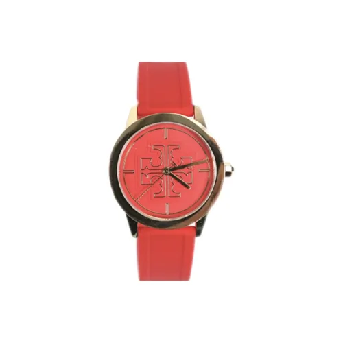 TORY BURCH Наручные часы Кварцевый механизм Силиконовый ремешок 36 мм Красный циферблат Женские часы
