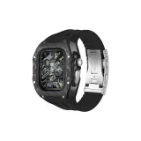 Серебряный корпус (углеродное волокно) + черный ремешок