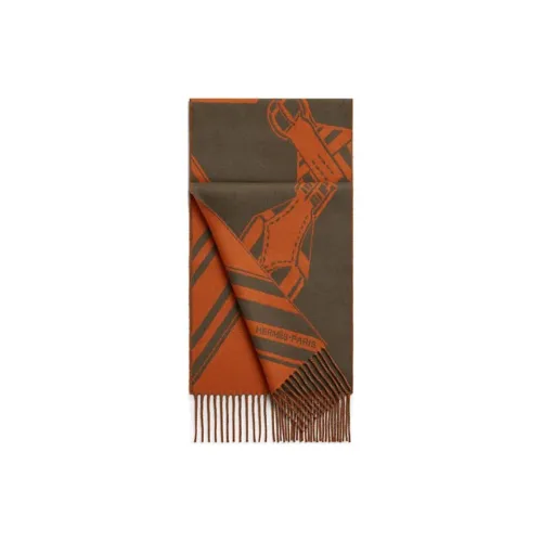 HERMES Curved Saddle Strap Кашемировые Вязаные Шарфы Мужской