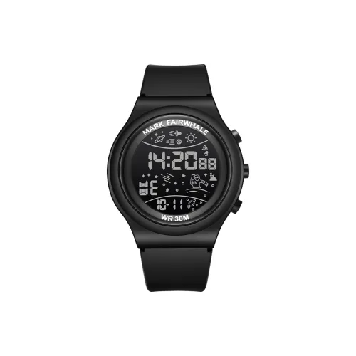 FAIRWHALE Электронный Механизм Резиновый Ремешок Часы Мужские Черный Циферблат