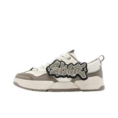 QIAODAN Bread Shoes Slip-on Устойчивые к истиранию Низкий Топ Скейтборд Кроссовки Мужские Белый Умбра