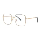 [17713 Стиль Позиционирование] Черная рамка | Золото-C11 & Синяя защита света, 0 диоптрий, линзы без рецепта
