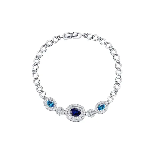 BLESSED BULLET Медный Циркон Браслеты Женские Серебристый Синий