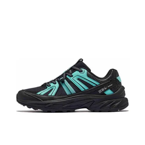 Erke Tracking Slip-Resistant Abrasion-Resistant Coated And Rebound Low-Top Mountaineering Shoes Men's Black Blue Эрке Tracking Противоскользящий Устойчивый к Износу Покрытие И Отскок Низкий Топ Альпинистская Обувь Мужская Черный Синий