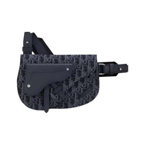 DIOR Седло Кожа Седло Сумка Sling Сумка Сумка через плечо Бананка Мужской Синий