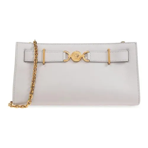 VERSACE Medusa '95 Телячья кожа Одно плечо Через плечо Клатч Женский Серый Белый