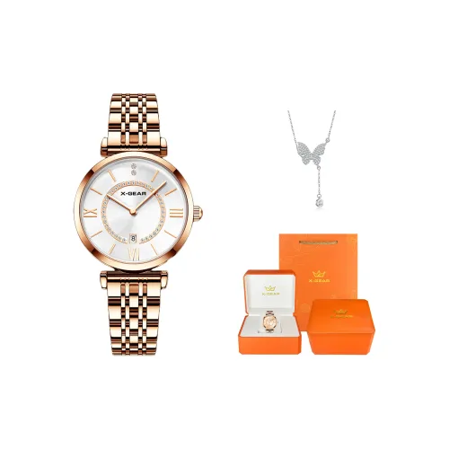 X Шестерня Кварцевый механизм Нержавеющая сталь Ремешок Часы Женские часы Белый циферблат