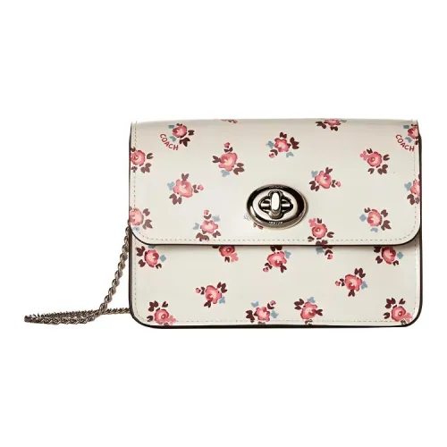 COACH Bowery Лакированная кожа Маленькая квадратная сумка Сумка через плечо Женская Белая