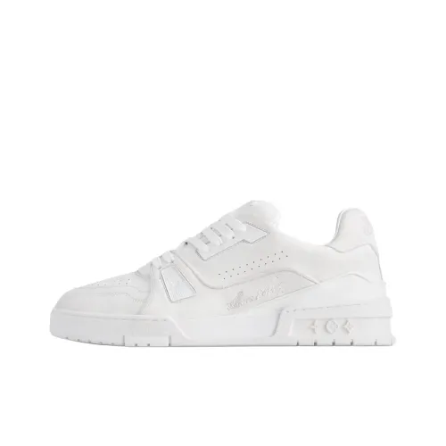 LOUIS VUITTON Trainer 2025 Early Spring Коллекция для мужчин Низкие кроссовки для скейтбординга Unisex Белый Винтаж Потертый