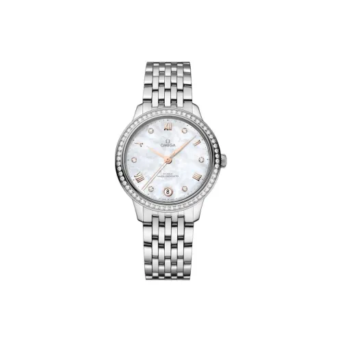 OMEGA Автоматический механический механизм Женские часы Elegant Saucer Series 34 мм Белый