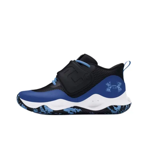 Under Armour Slip Resistant Abrasion Resistant MID Топ Детские Баскетбольные кроссовки Black Blue Подростки