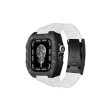 Чёрный корпус (углеродное волокно) + белый ремешок