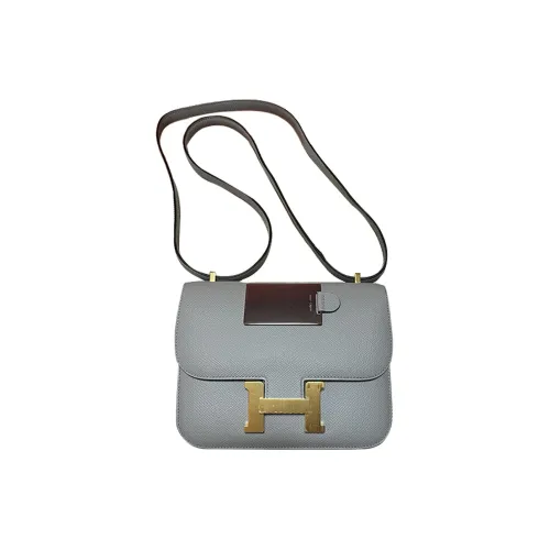 HERMES Constance Эпсомская кожа Сумка через плечо Мини Женская 8U BLEU Ледниково-голубой