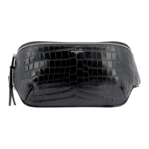 SAINT LAURENT Телячья кожа Sling Сумка Сумка через плечо Бананка Унисекс Черный