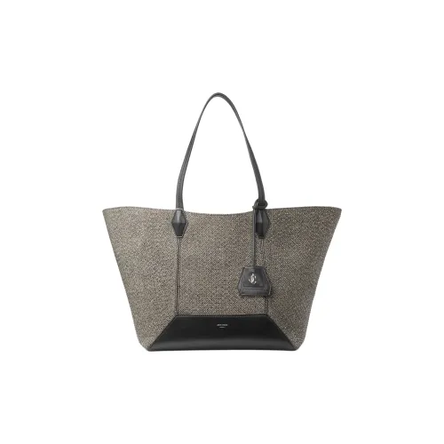 Jimmy Choo Ткань с узором "елочка" Тоут Сумка Сумка для покупок Женская Черная и Бамбуковая Смешанная