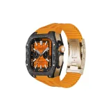 Розовый корпус (углеродное волокно) + оранжевый ремешок