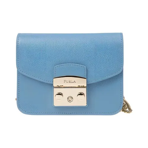 Furla Metropolis Collection Коровья кожа Маленькая квадратная сумка Сумка через плечо Мини Женская Озерно-голубой
