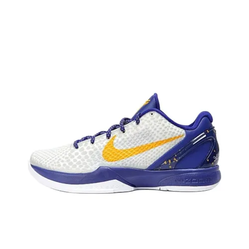 Nike Zoom Kobe 6 Slip-Resistant Abrasion-Resistant Low-Top Баскетбольные Кроссовки Мужские Белый Синий