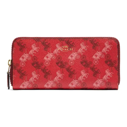 COACH Accordion Zip ПВХ с кожаными вставками Клатч Маленький Женский Красный