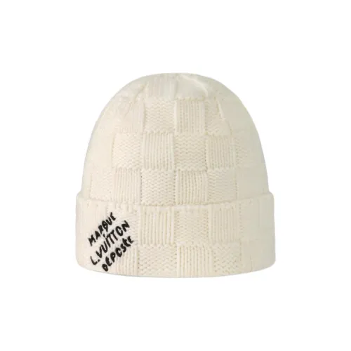 LOUIS VUITTON Овечья шерсть Шапки-бини Мужской Молочный белый