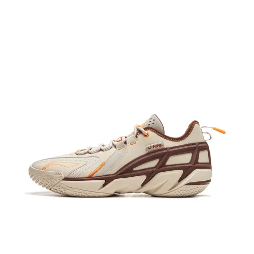 LiNing Анти-шерсть 4,5 Амортизаторы Slip-resistant Abrasion-resistant Низкий топ Баскетбольные кроссовки Мужской Бежевый Кофейный