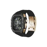 Розовый корпус (углеродное волокно) + черный ремешок