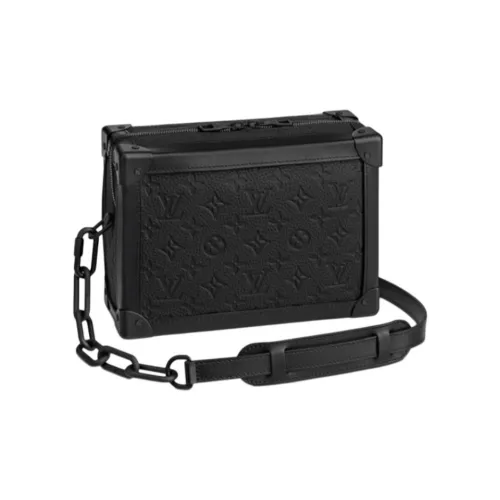 LOUIS VUITTON SOFT TRUNK Корова Кожа Маленькая Квадратная Сумка Коробка Сумка Мягкая Коробка Сумка Сумка через плечо Мужская Черная