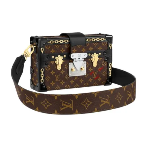 LOUIS VUITTON PETITE MALLE Покрытие Холст Коробка Сумка Сумка через плечо Унисекс Коричневый