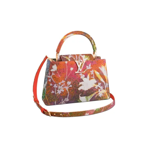 LOUIS VUITTON Хлопок лен жаккард телячья кожа сумка средний размер женский красный