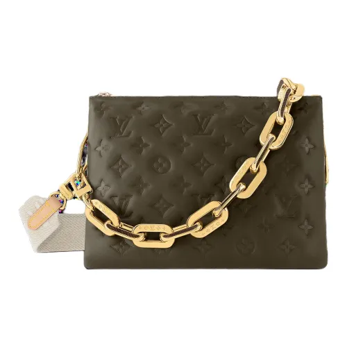 LOUIS VUITTON Овечья кожа Портативная Сумка через плечо Сумка на плечо Женская Хаки и Шоколад