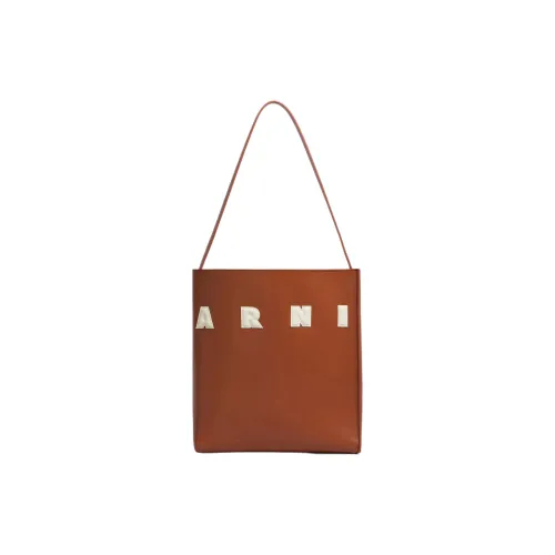 MARNI Museo Телячья кожа Хобо Сумка Сумка через плечо Маленькая Женская Мокко + Айвори