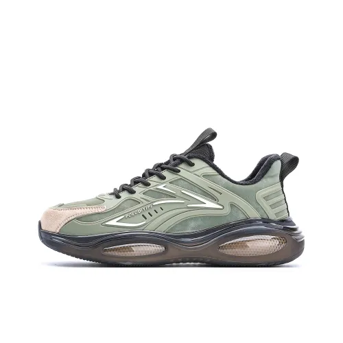 POLUDIYIPI Покрытие Rebound Balance Ударопрочный Support Anti Rollover Низкий Топ Беговые кроссовки Мужские Армейский зеленый