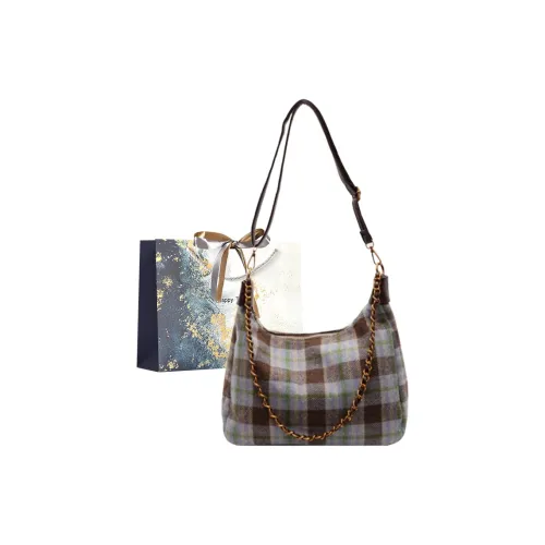 Iman's House Шерстяные Портативные Сумки через плечо Сумка на плечо Женская Синяя Клетка Кофейная Клетка Желтая Клетка